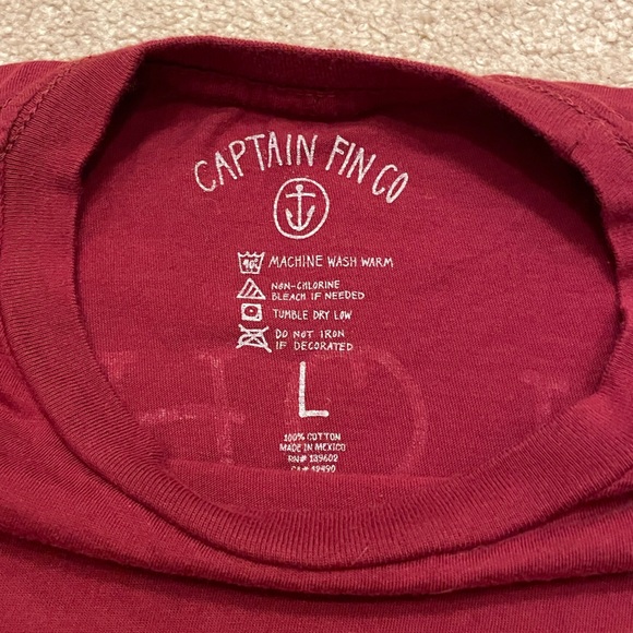 Captain Fin Men's Red Short Sleeve Tee With Palm and Anchor Graphic 100% Cotton - Picture 3 of 4